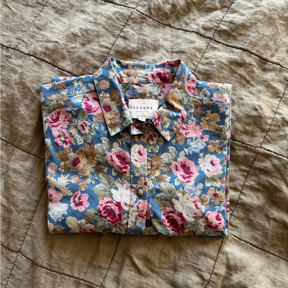 Sezane Pierro Shirt Blue/Floral 32